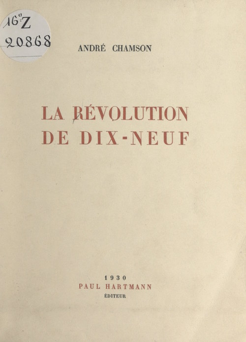 ebook cover of La Révolution de dix-neuf, by Andre Chamson
