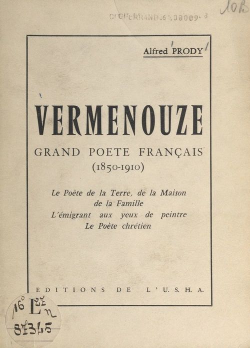 Couverture ebook de Vermenouze, grand poète français, 1850-1910, de Alfred Prody