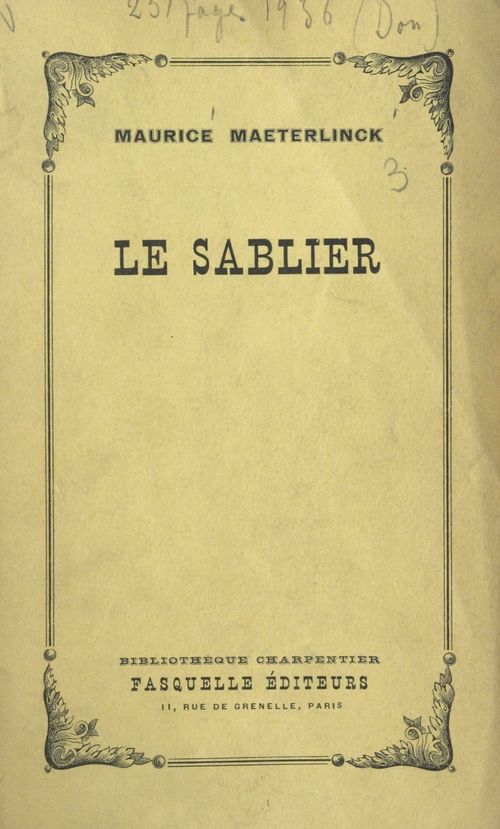 ebook cover of Le sablier, by Maurice Maeterlinck