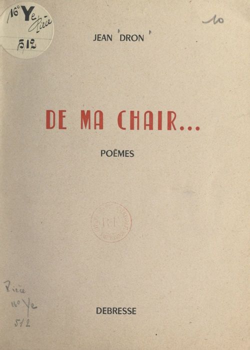ebook cover of De ma chair..., by Jean Dron