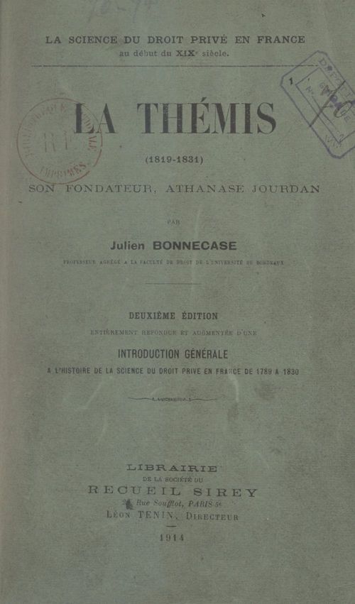 ebook cover of La Thémis, 1819-1831, by Julien Bonnecase
