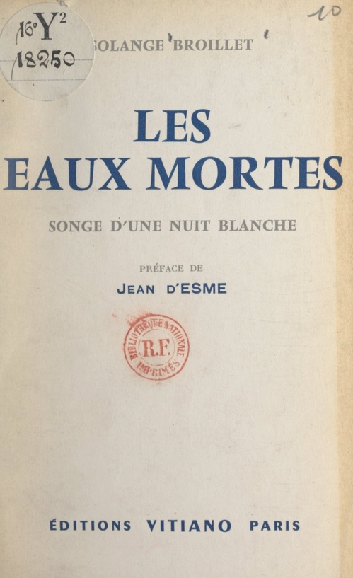 ebook cover of Les eaux mortes, by Solange Broillet