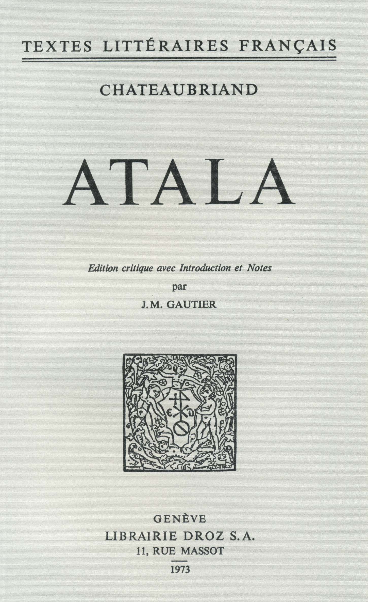 ebook cover of Atala, by François-René de Chateaubriand