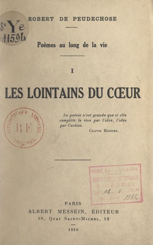 Couverture ebook de Poèmes au long de la vie (1). Les lointains du coeur, de Robert De Peudechose