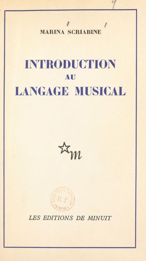 Couverture ebook de Introduction au langage musical, de Marina Scriabine