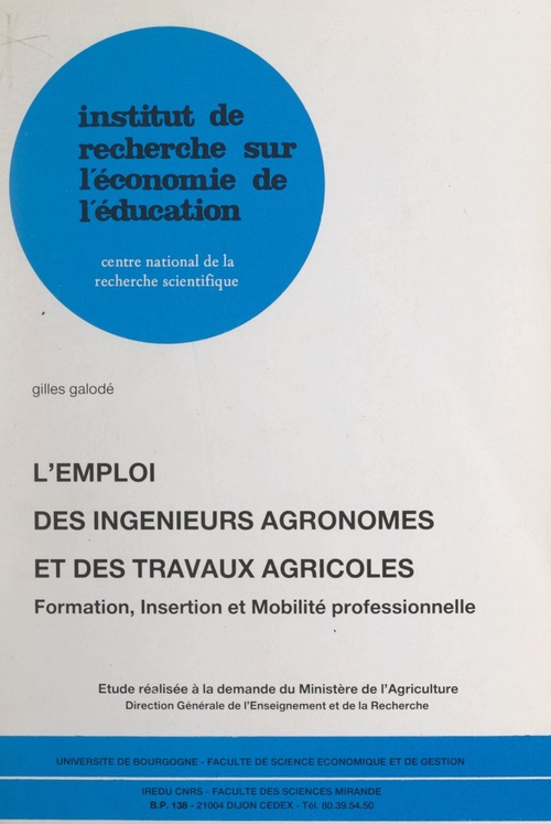 ebook cover of L'emploi des ingénieurs agronomes et des travaux agricoles, by Gilles Galode