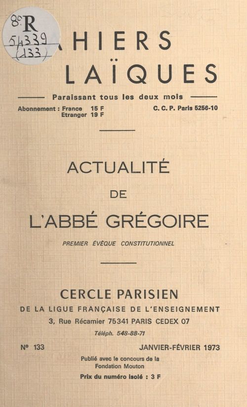 ebook cover of Actualité de l'Abbé Grégoire, by Lucien Boes, Paul Painleve