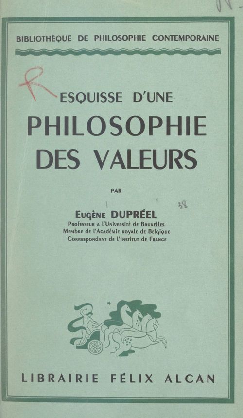 Couverture ebook de Esquisse d'une philosophie des valeurs, de Eugene Dupreel
