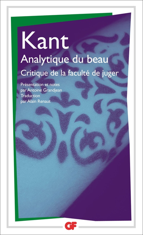 ebook cover of Analytique du beau, by Emmanuel Kant