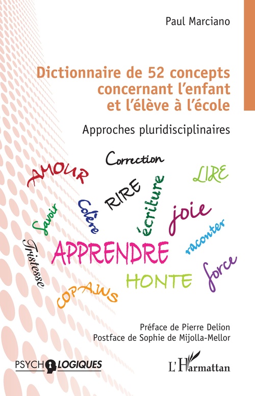 Couverture ebook de Dictionnaire de 52 concepts concernant l'enfant et l'élève à l'école, de Paul Marciano