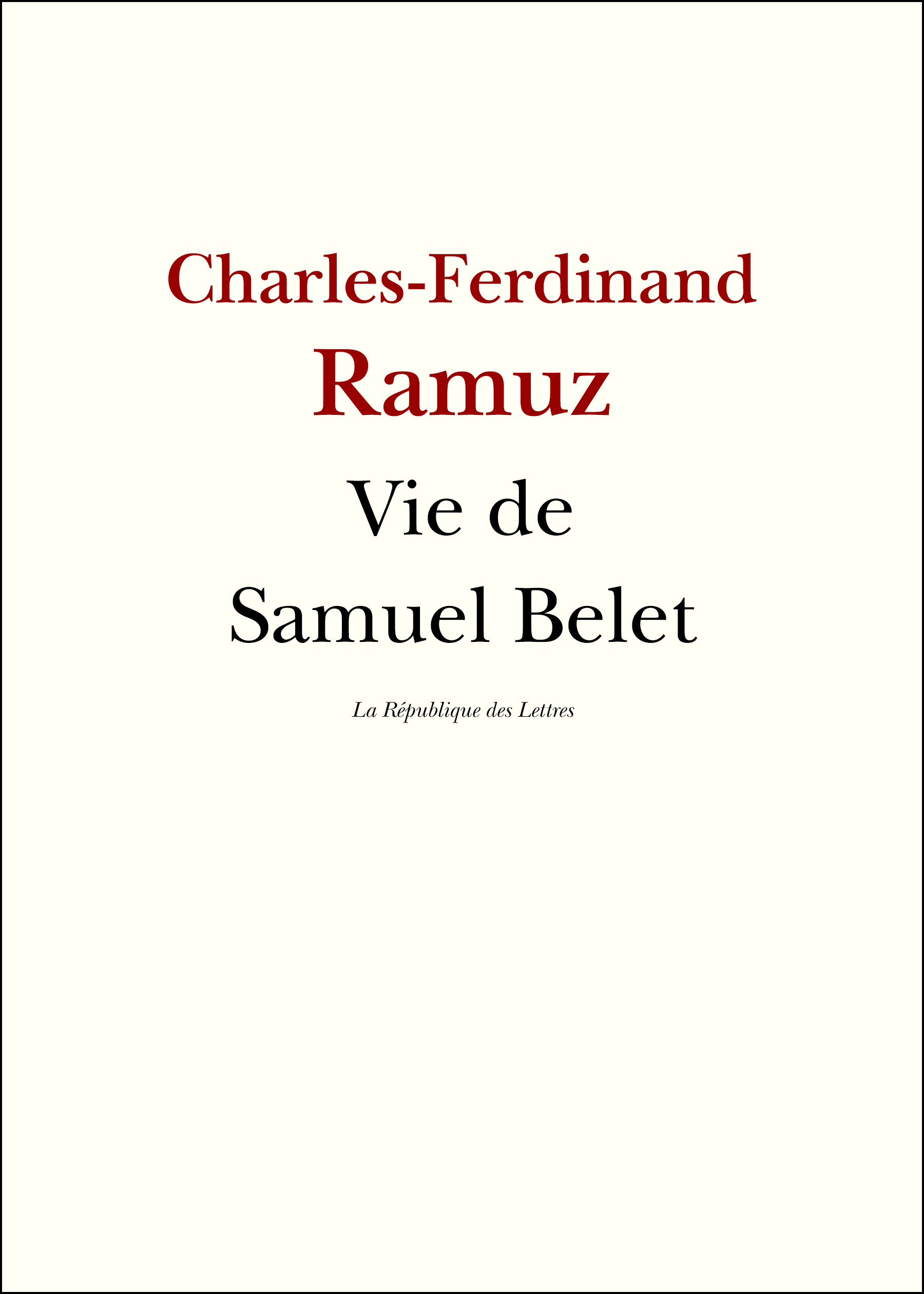 Couverture ebook de Vie de Samuel Belet, de Charles-Ferdinand Ramuz