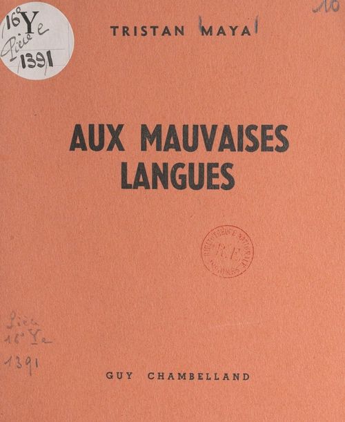 ebook cover of Aux mauvaises langues, by Tristan Maya