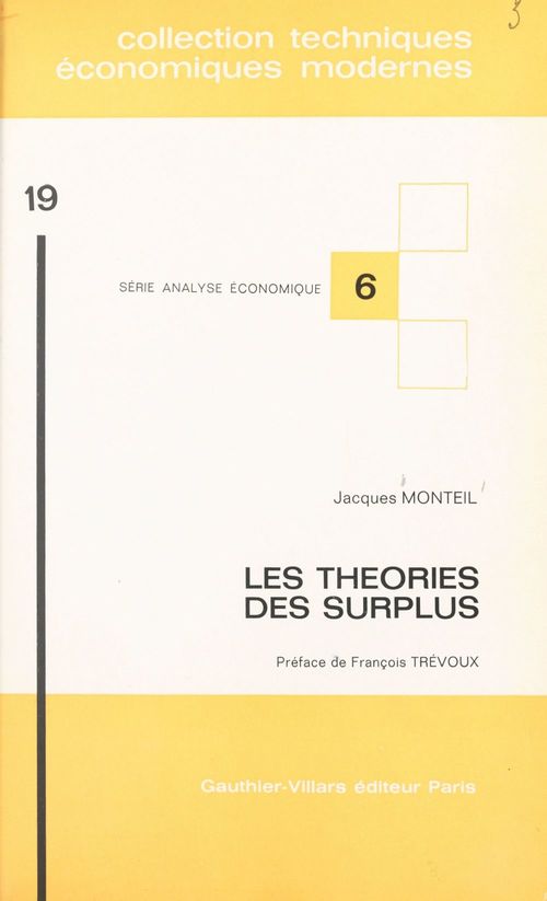 Couverture ebook de Les théories des surplus, de Jacques Monteil