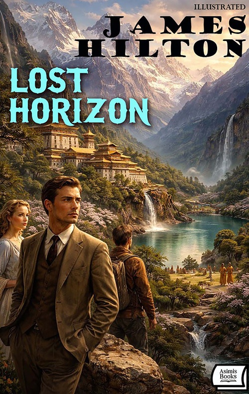 ebook cover of Lost Horizon. Illustrated, by James Hilton