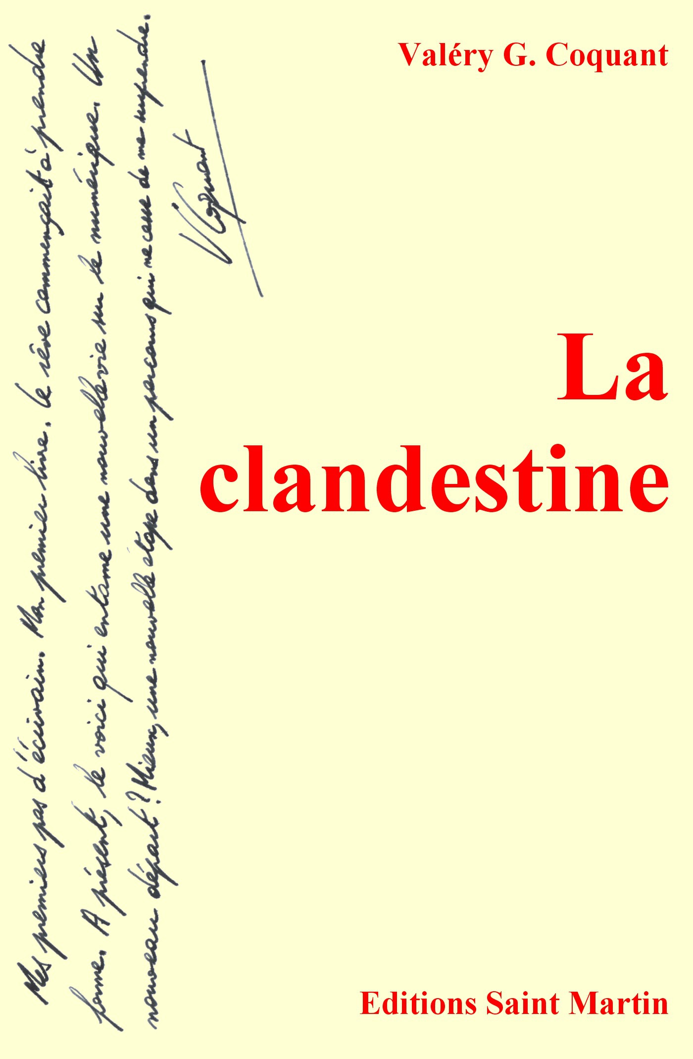 Couverture ebook de La clandestine, de Valéry G. Coquant