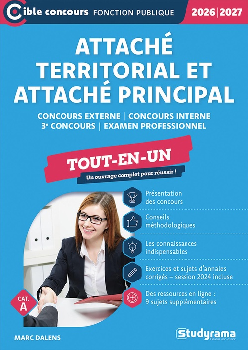 Couverture ebook de Attaché territorial et Attaché principal - Tout-en-un - Catégorie A -?Concours 2026-2027, de Marc Dalens
