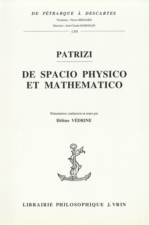 ebook cover of De spacio physico e mathematico, by Francesco Patrizi