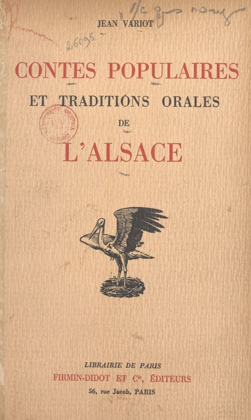 Couverture ebook de Contes populaires et traditions orales de l'Alsace, de Jean Variot