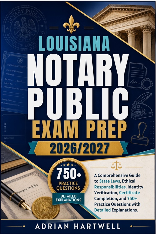 ebook cover of LOUISIANA NOTARY PUBLIC  EXAM PREP 2026/2027, by Adrian Hartwell
