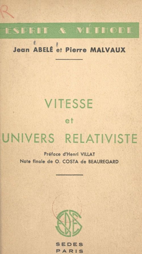 ebook cover of Vitesse et univers relativiste, by Jean Abele, Pierre Malvaux