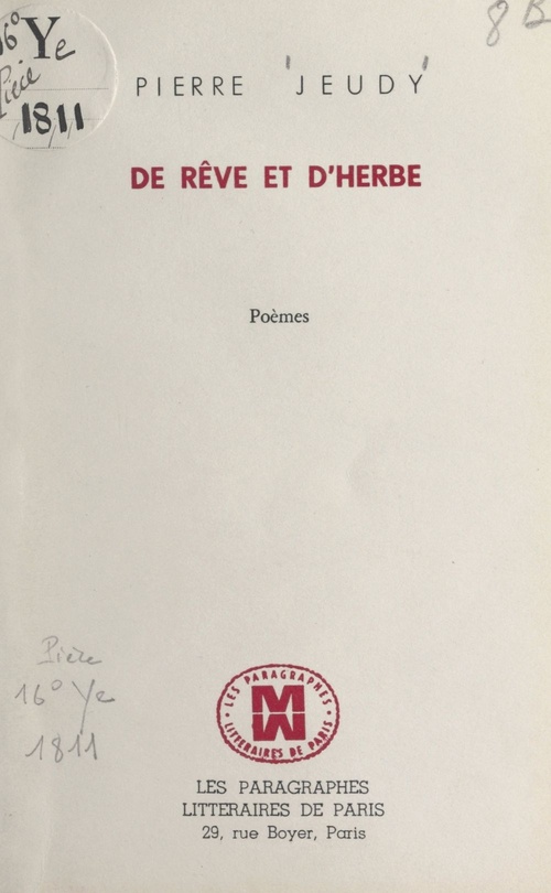 ebook cover of De rêve et d'herbe, by Pierre Jeudy