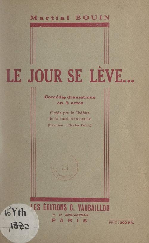 Couverture ebook de Le jour se lève, de Martial Bouin