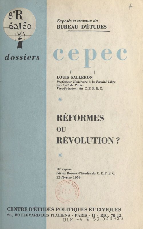 ebook cover of Réformes ou révolution ?, by Louis Salleron
