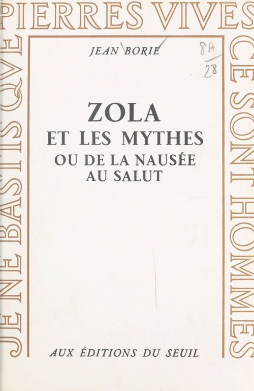 Couverture ebook de Zola et les mythes, de Jean Borie