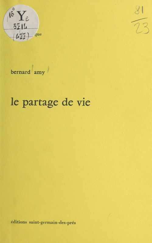 Couverture ebook de Le partage de vie, de Bernard Amy