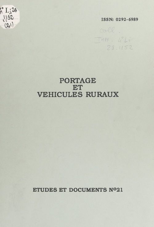 Couverture ebook de Portage et véhicules ruraux, de Robert Boiron