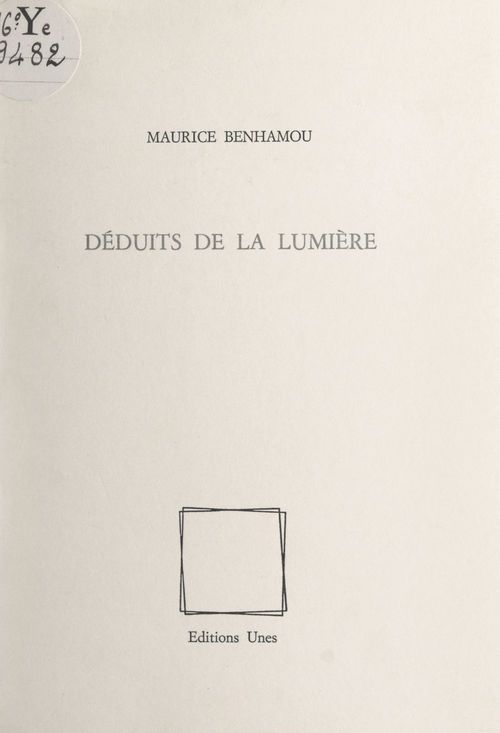 Couverture ebook de Déduits de la lumière, de Maurice Benhamou