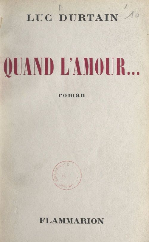 Couverture ebook de Quand l'amour..., de Luc Durtain