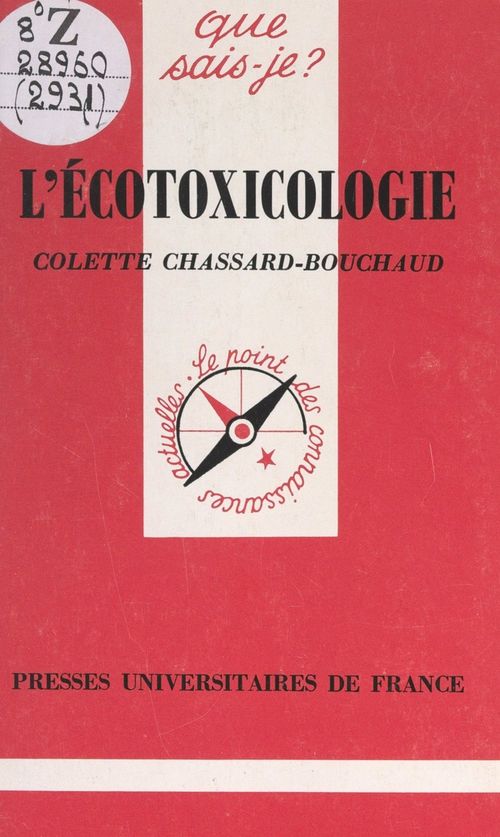Couverture ebook de L'écotoxicologie, de Colette Chassard-bouchard