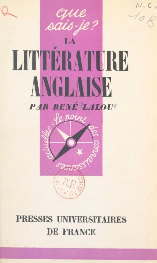 Couverture ebook de La littérature anglaise, de Rene Lalou