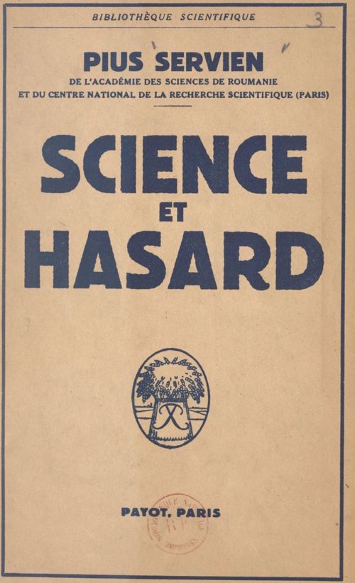 Couverture ebook de Science et hasard, de Pius Servien