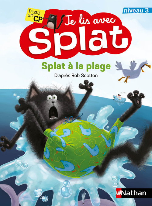 Couverture ebook de Je lis avec Splat - Splat à la plage, de Collectif