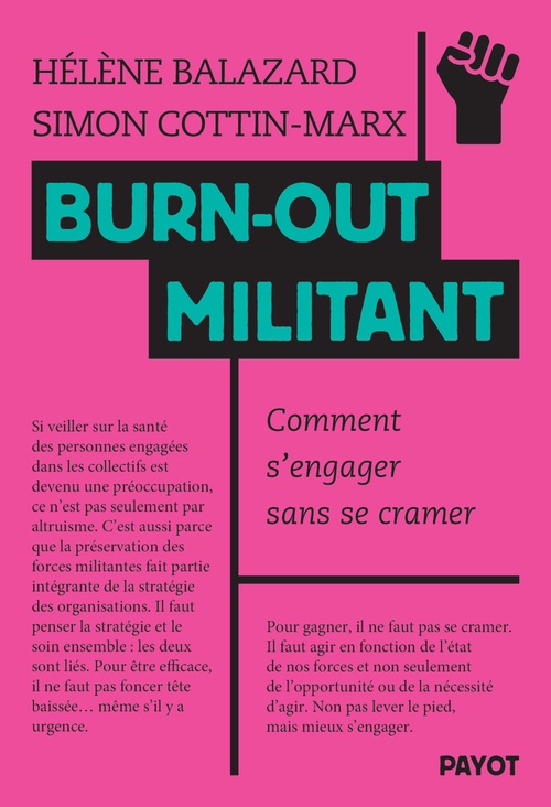 Couverture ebook de Burn-out militant, de Hélène Balazard, Simon Cottin-Marx