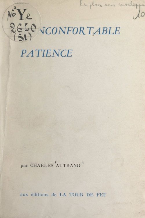 ebook cover of L'inconfortable patience, by Charles Autrand