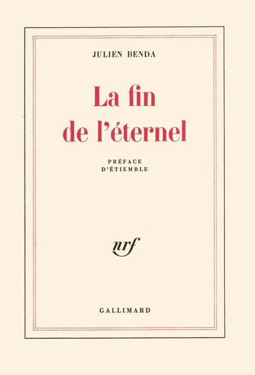 ebook cover of La fin de l'éternel, by Julien Benda