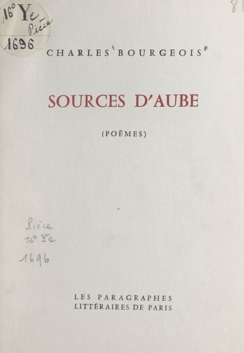 Couverture ebook de Sources d'aube, de Charles Bourgeois