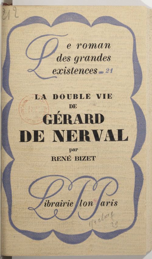 Couverture ebook de La double vie de Gérard de Nerval, de Rene Bizet