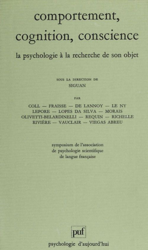 Couverture ebook de Comportement, cognition, conscience, de