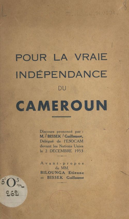 Couverture ebook de Pour la vraie indépendance du Cameroun, de Guillaume Bissek