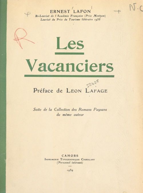 ebook cover of Les vacanciers, by Ernest Lafon