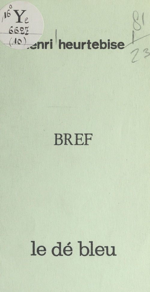 Couverture ebook de Bref, de Henri Heurtebise
