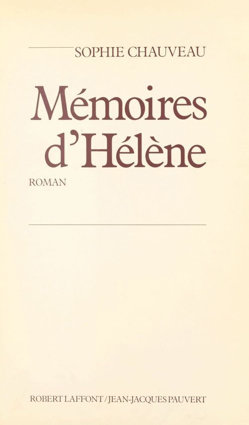 ebook cover of Mémoires d'Hélène, by Sophie Chauveau
