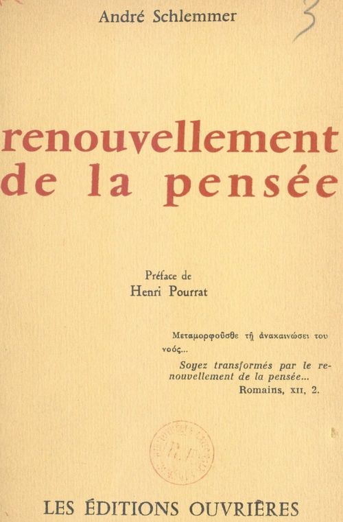 Couverture ebook de Renouvellement de la pensée, de Andre Schlemmer