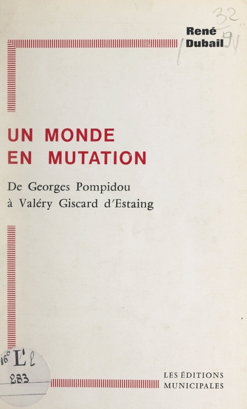 Couverture ebook de Un monde en mutation, de Rene Dubail