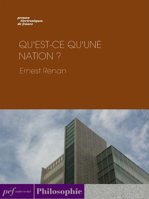 ebook cover of Qu'est-ce qu'une nation ?, by Ernest Renan