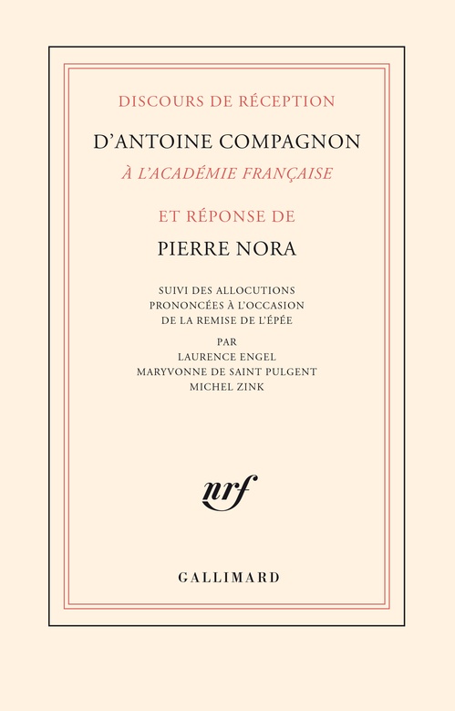 ebook cover of Discours de réception d´Antoine Compagnon à l´Académie française et réponse de Pierre Nora, by Antoine Compagnon, Pierre Nora